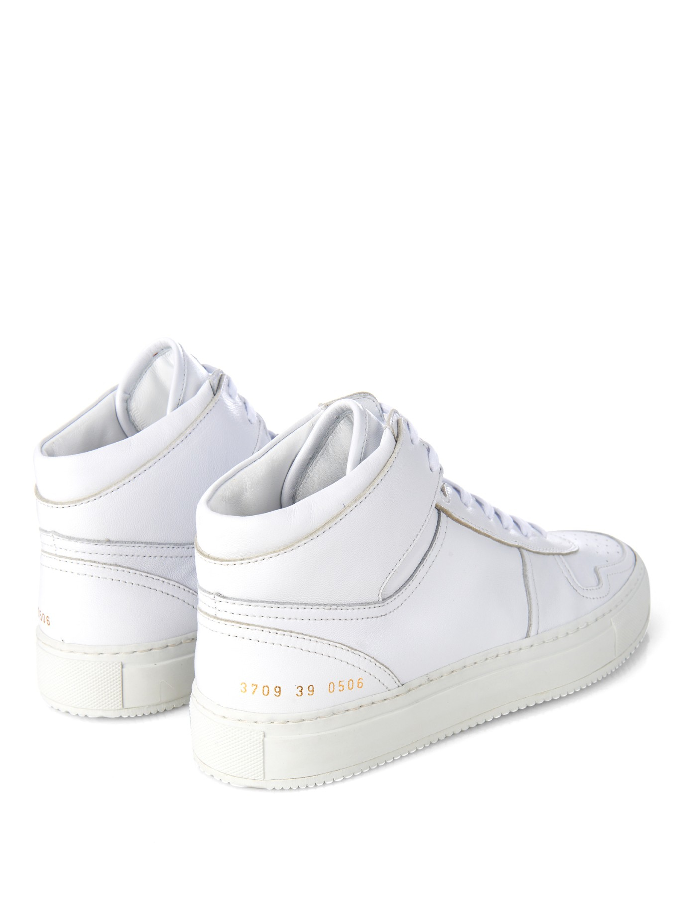 Lyst Common Projects Basketball Hitop Sneakers in White Lyst Common Projects Basketball Hitop Sneakers in White