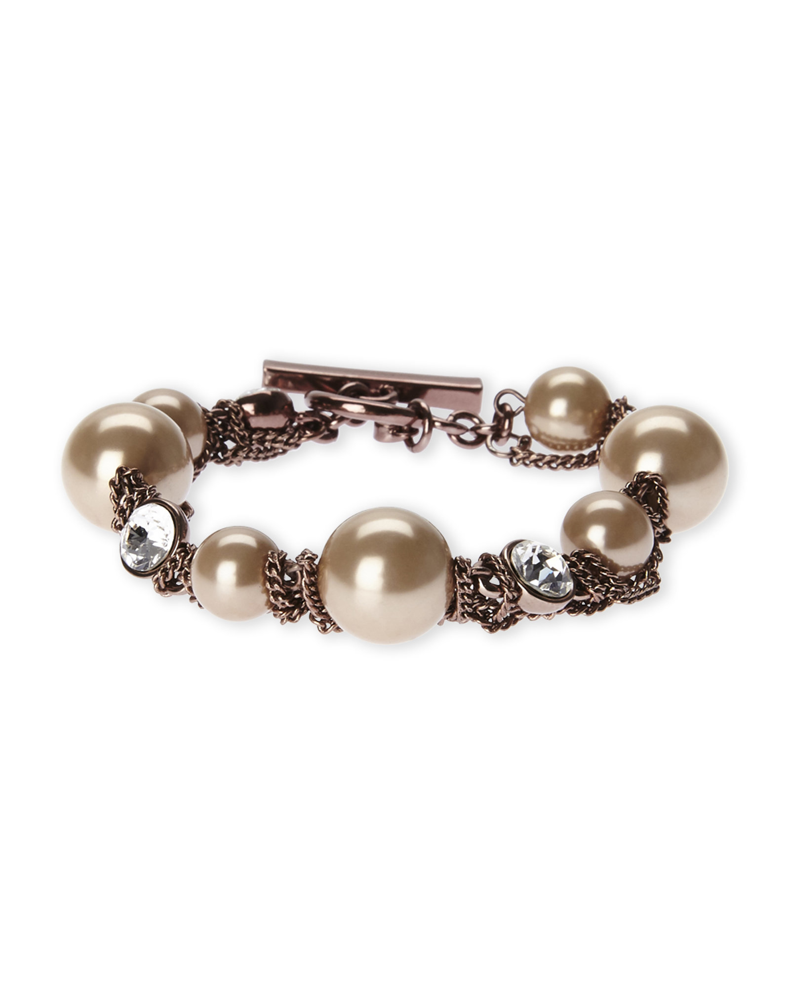 Lyst Givenchy Rose Gold Tone Faux Pearl Bracelet In Pink Gallery