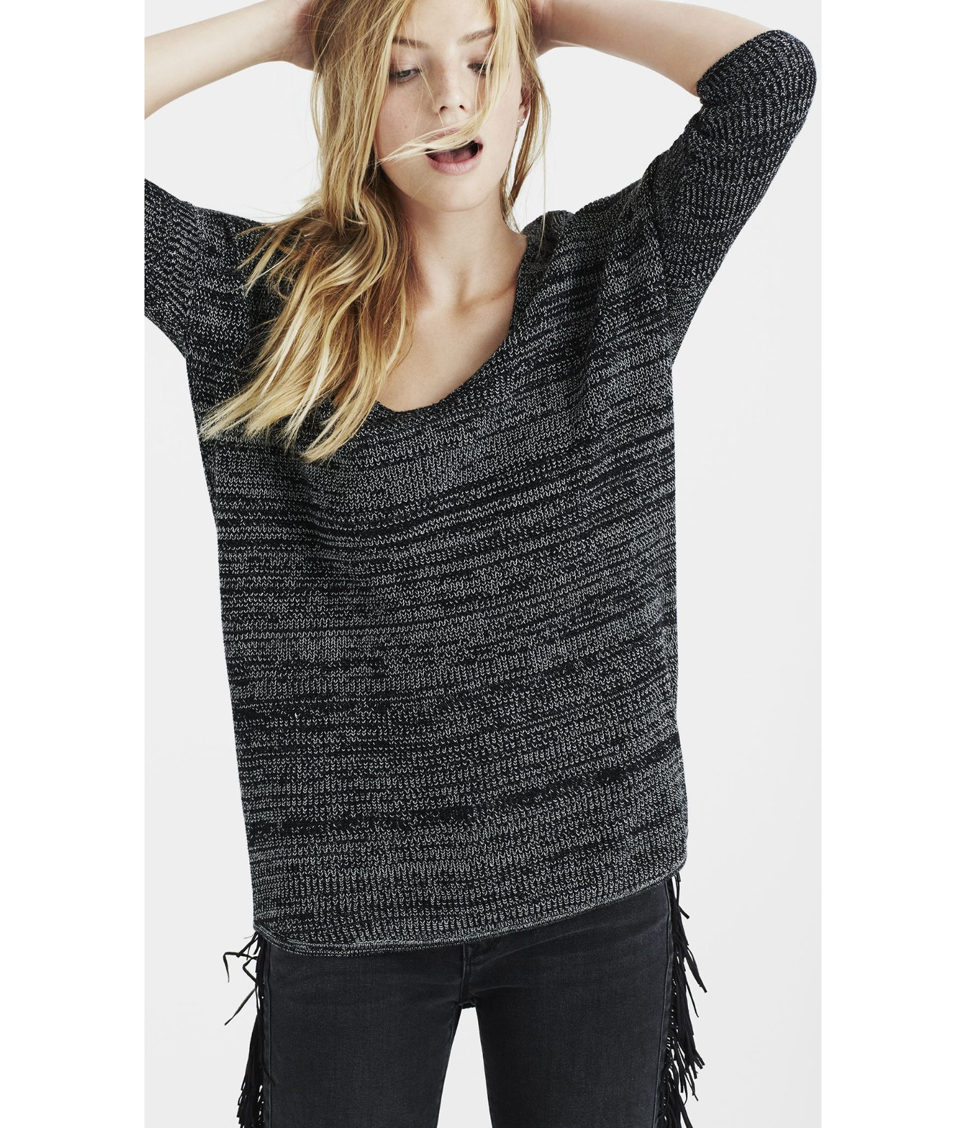 Express Marled London Tunic Sweater in Black | Lyst