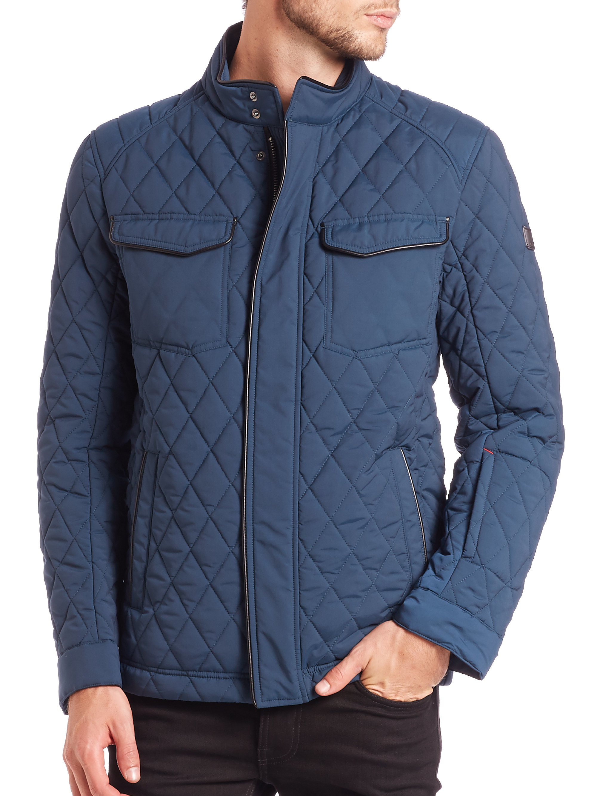 Lyst Tumi Stretch Quilted Jacket in Blue for Men
