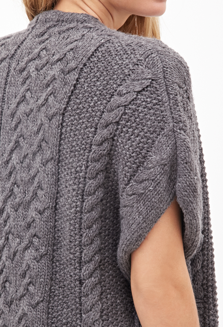 Love 21 Cableknit Shrug Cardigan in Gray (Charcoal) Lyst