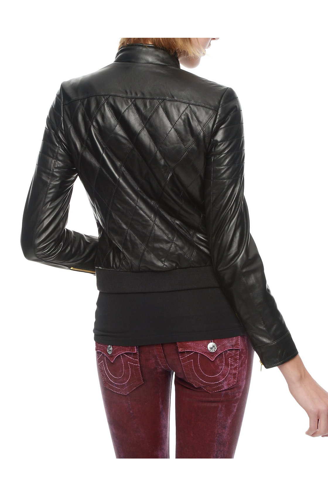 True Religion Leather Quilted Womens Jacket In Black For Men Lyst Gallery