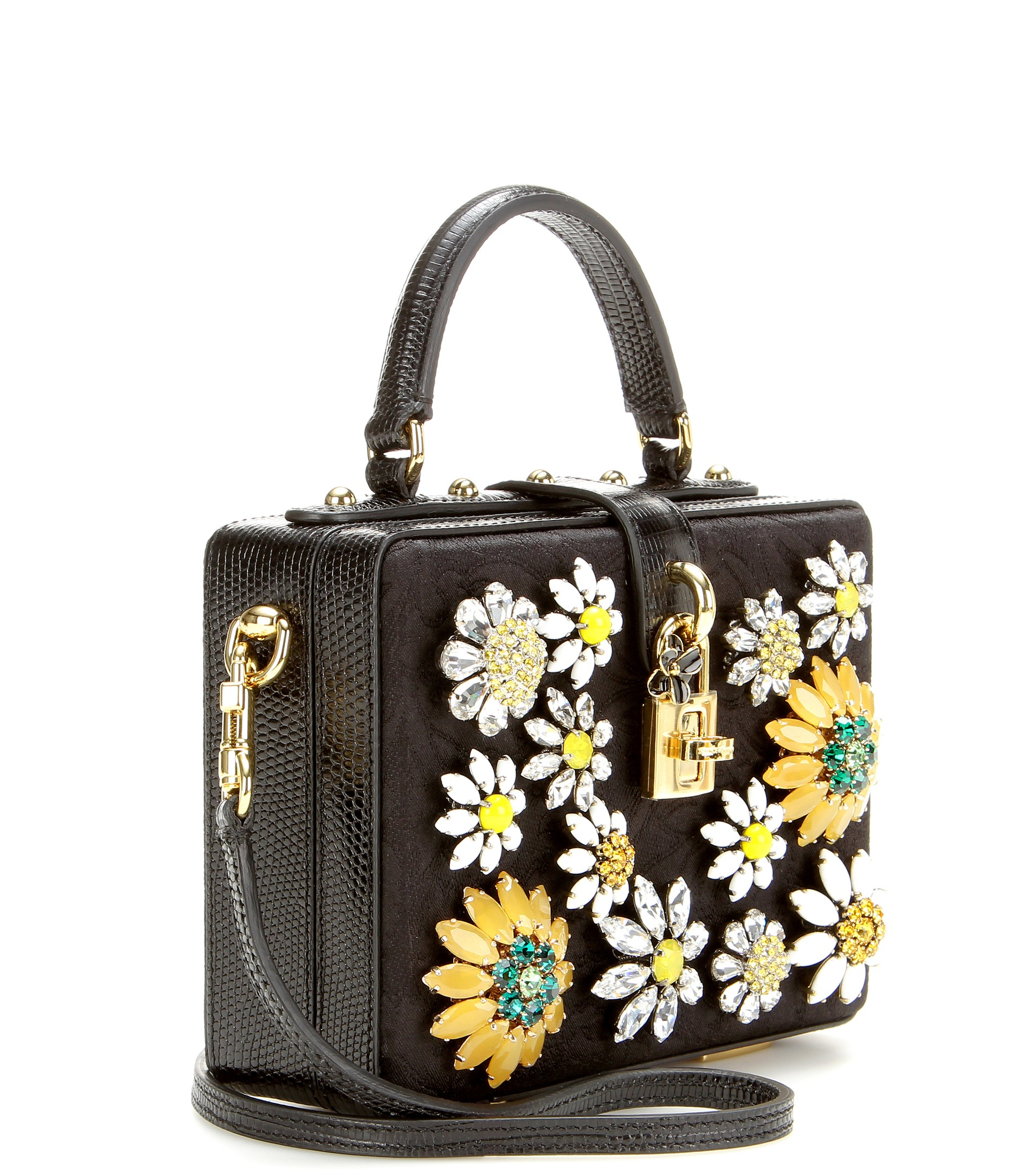 Dolce & Gabbana Dolce Embellished Fabric And Leather Shoulder Bag in ...