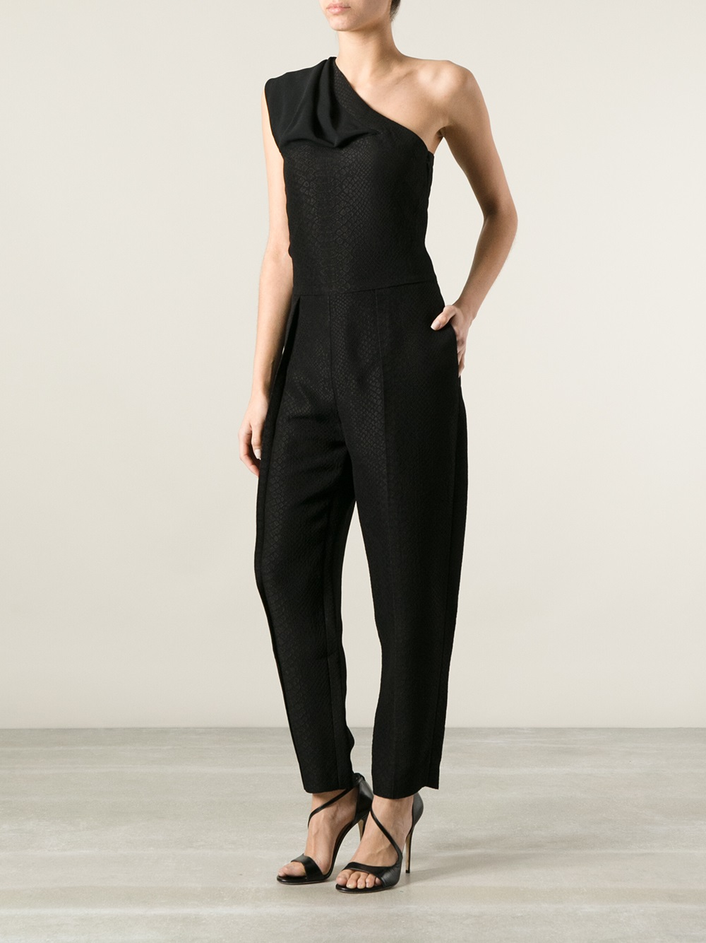 Stella Mccartney One Shoulder Jumpsuit In Black Lyst