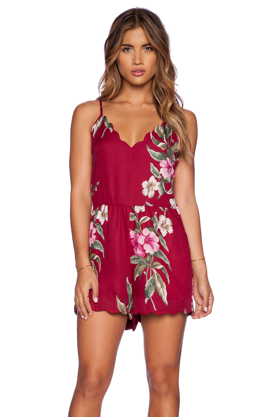 Lyst - Band Of Gypsies Floral Romper in Red