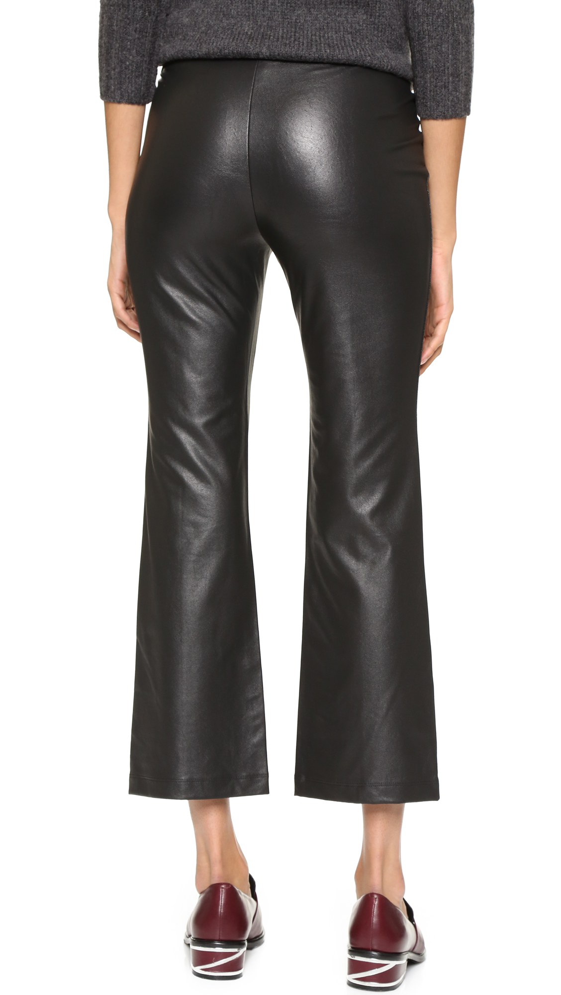 Bcbgmaxazria Faux Leather Cropped Pants in Black | Lyst