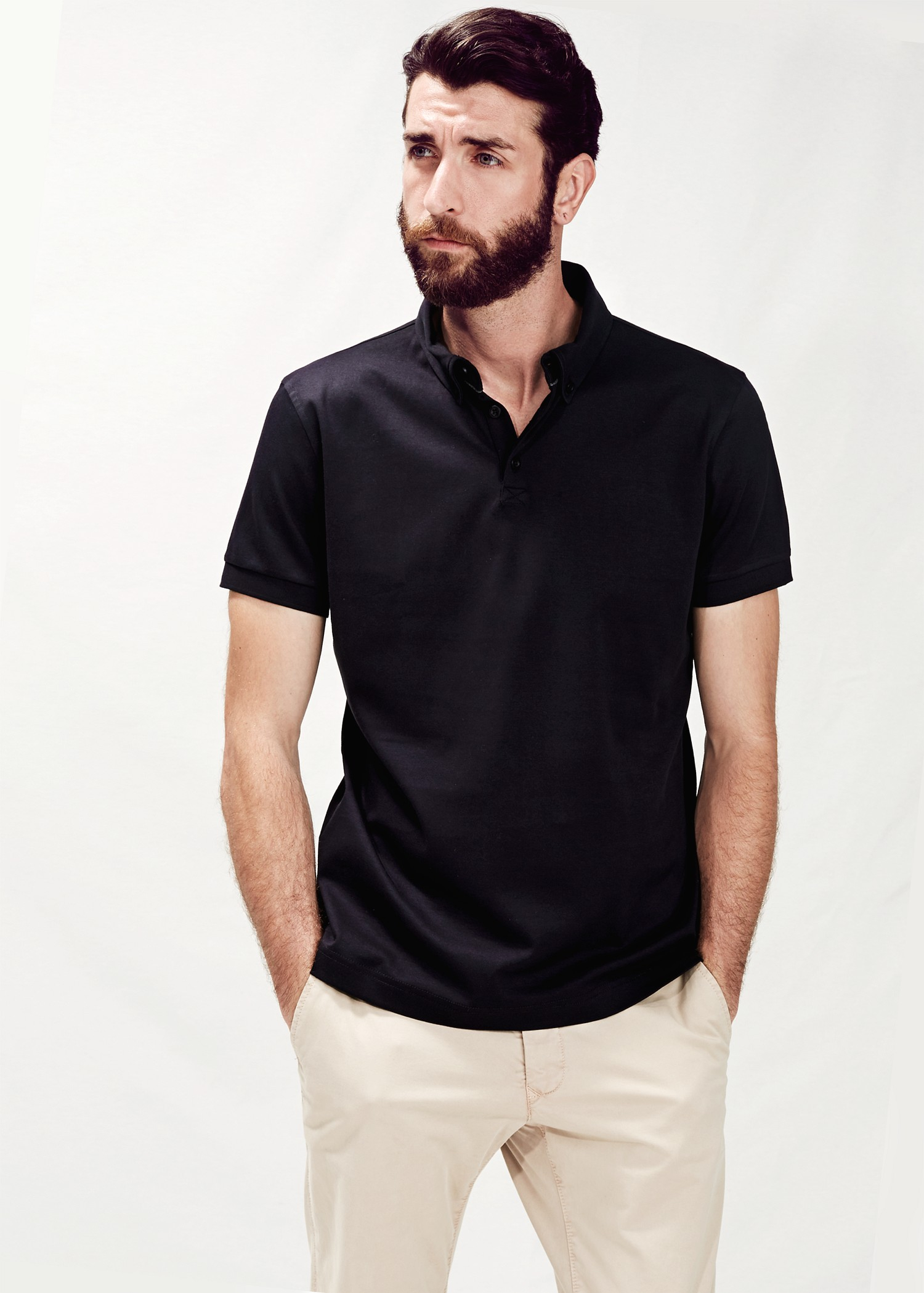 Lyst - Mango Button-Down Collar Polo Shirt in Black for Men