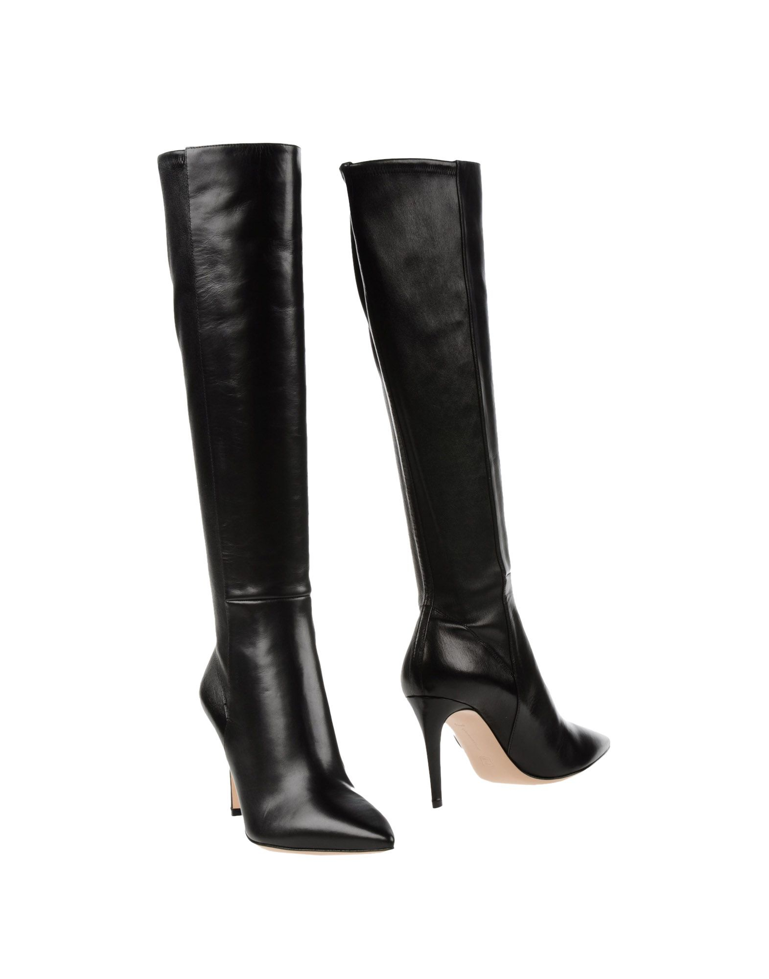 christian louboutin pointed-toe knee-high boots Black leather ...