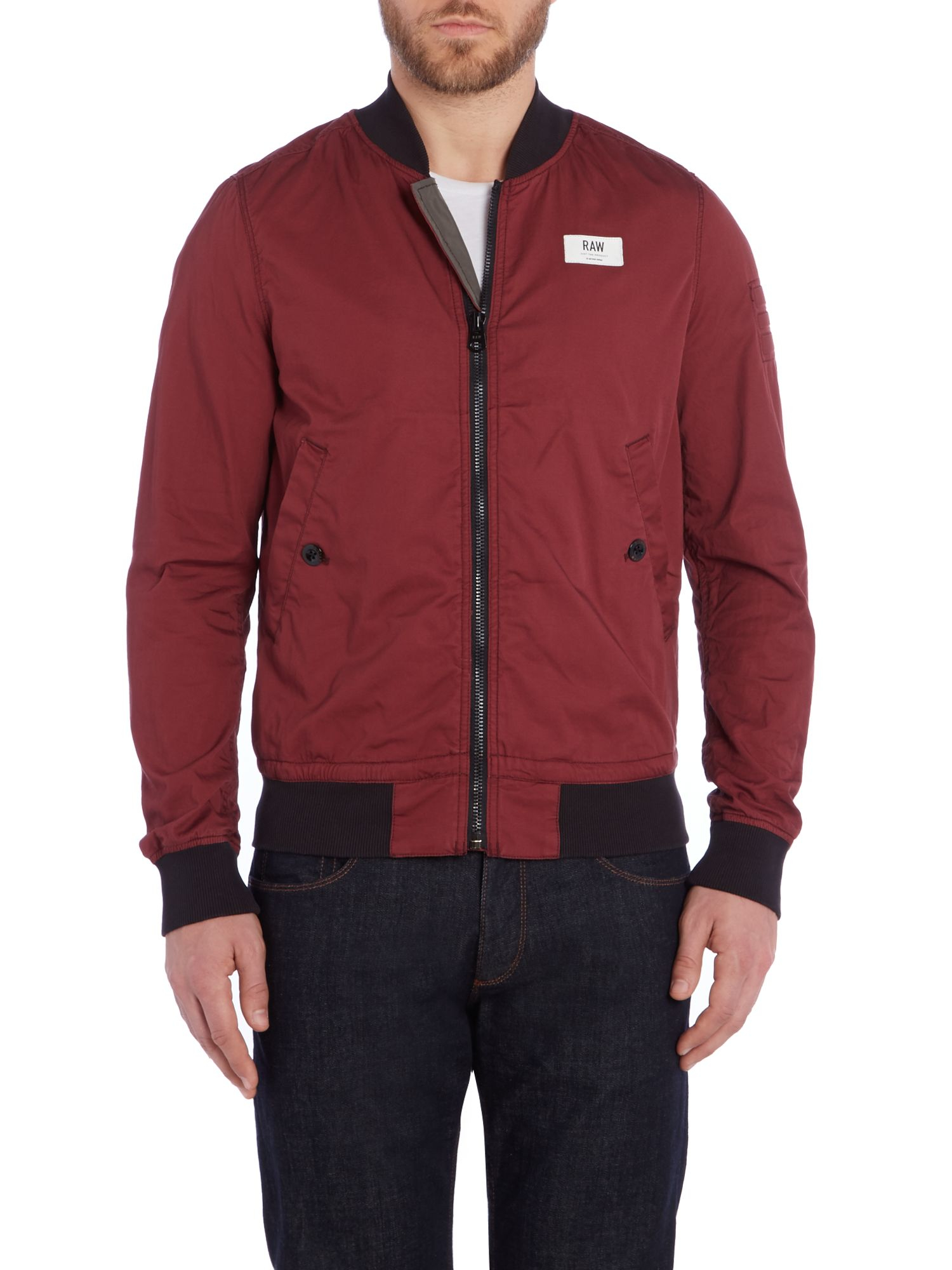 G-star raw Sham Ribbed Collar Zip Up Bomber Jacket in Red for Men | Lyst