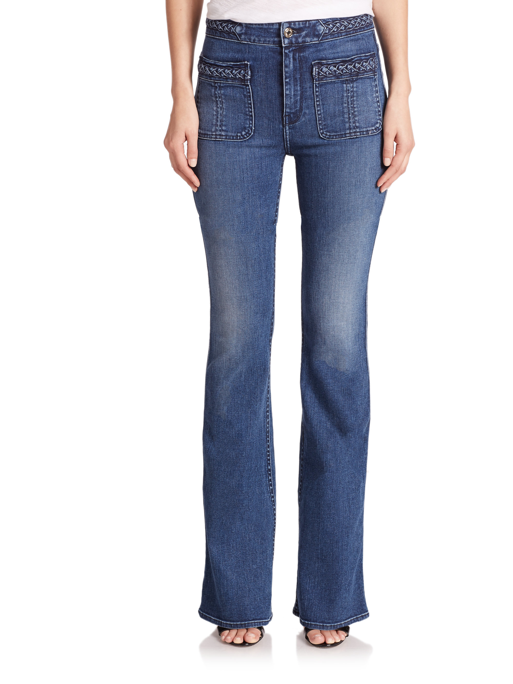 7 For All Mankind Braided Flared Jeans In Blue Lyst 