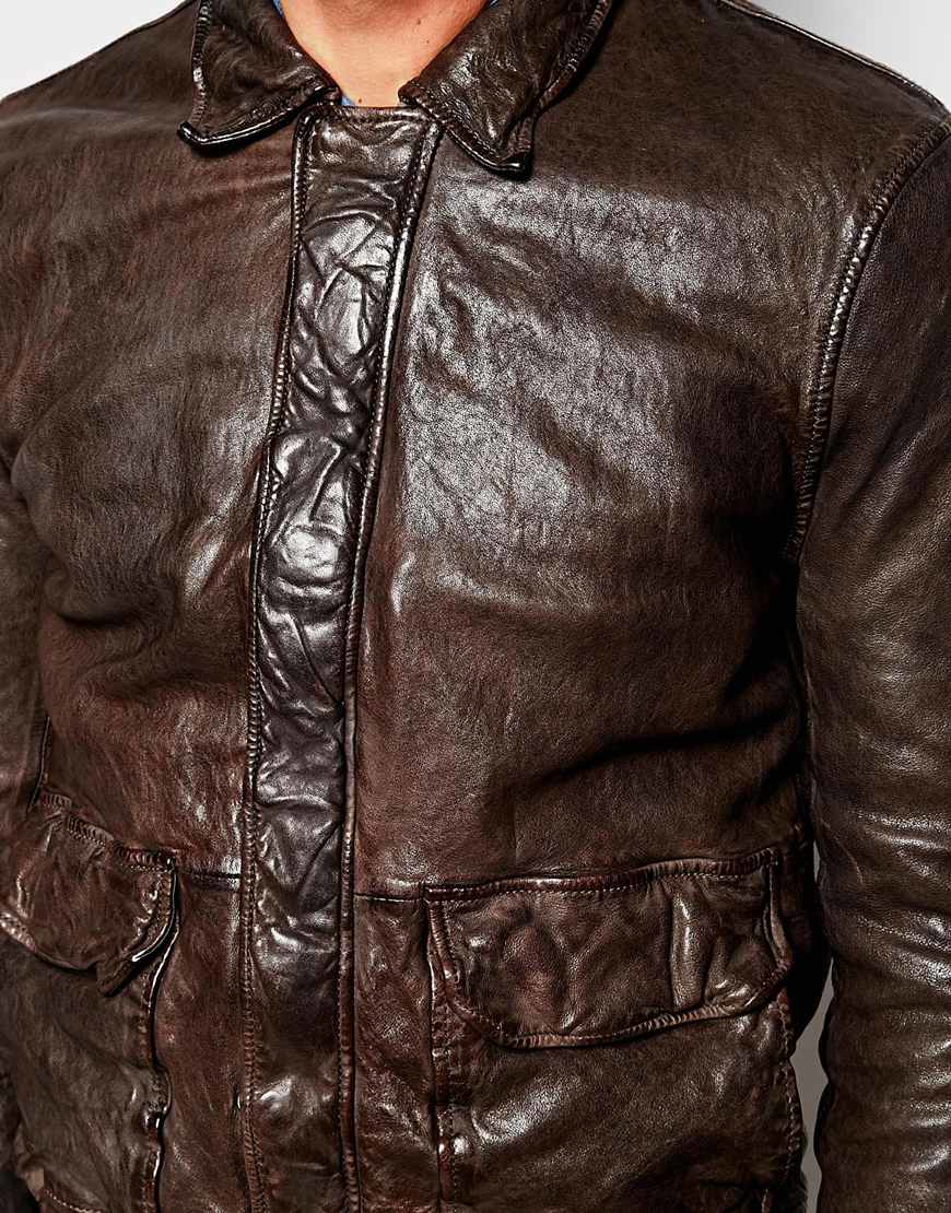 Lyst - Pepe Jeans Pepe Leather Jacket Indiana Slim Fit Bomber 2 Pocket ...