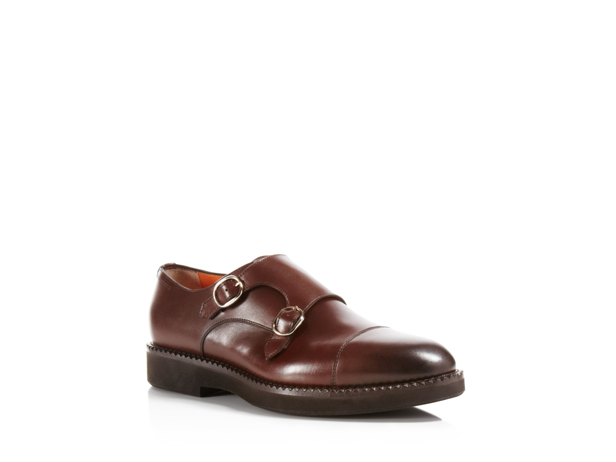 Santoni Colin Double Monk Strap Shoes in Brown for Men | Lyst