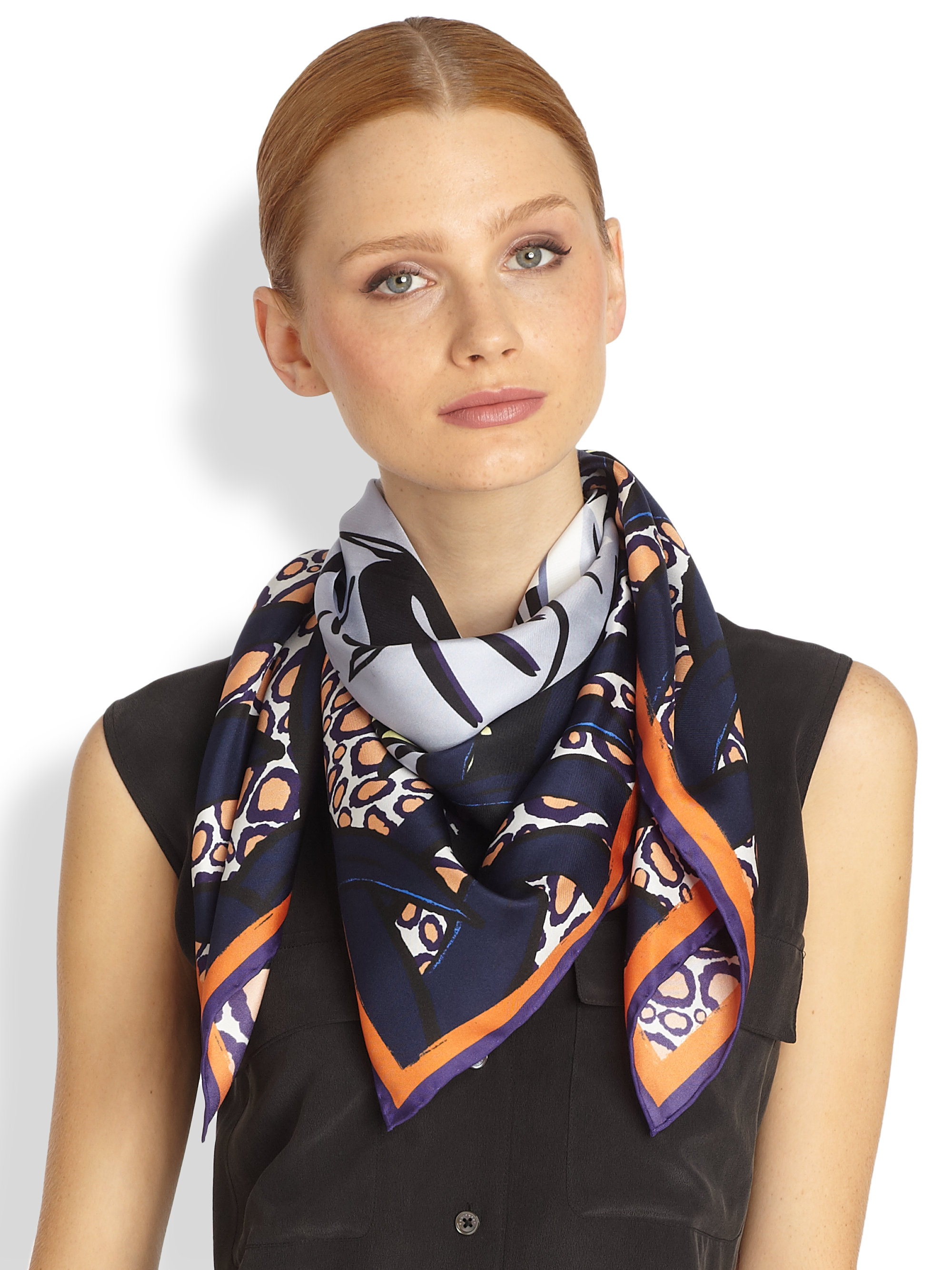 Kenzo Tiger Head Silk Scarf in Blue (NAVY) | Lyst