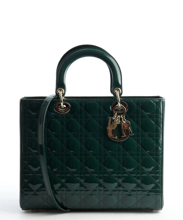 Dior Green Patent Cannage Leather Lady Dior Large Tote in Green | Lyst