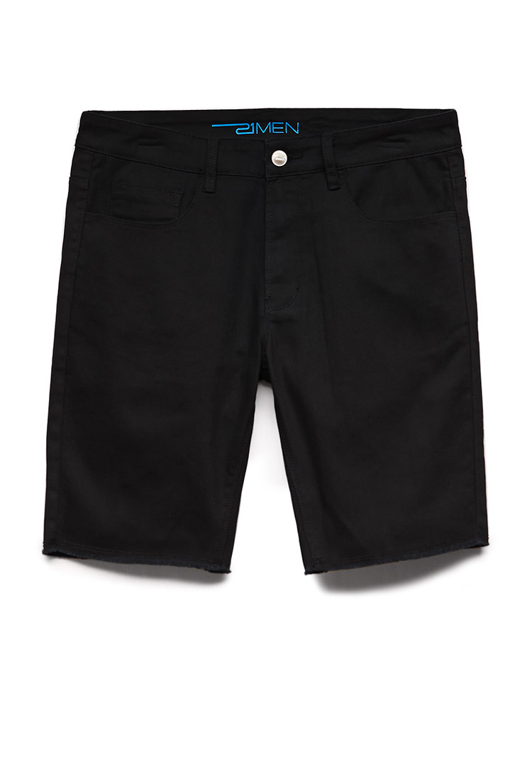Lyst - Forever 21 Frayed Denim Shorts in Black for Men