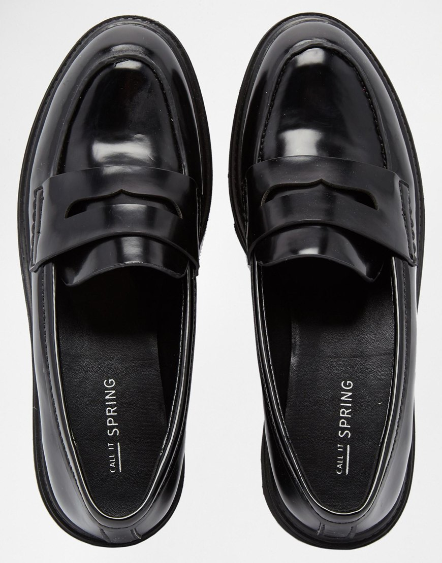 Call it spring Chalille Black Grunge Sole Flat Loafer Call it spring Chalille Black Grunge Sole Flat Loafer