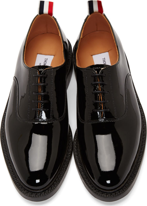 Thom Browne Black Patent Leather Oxfords in Black for Men | Lyst