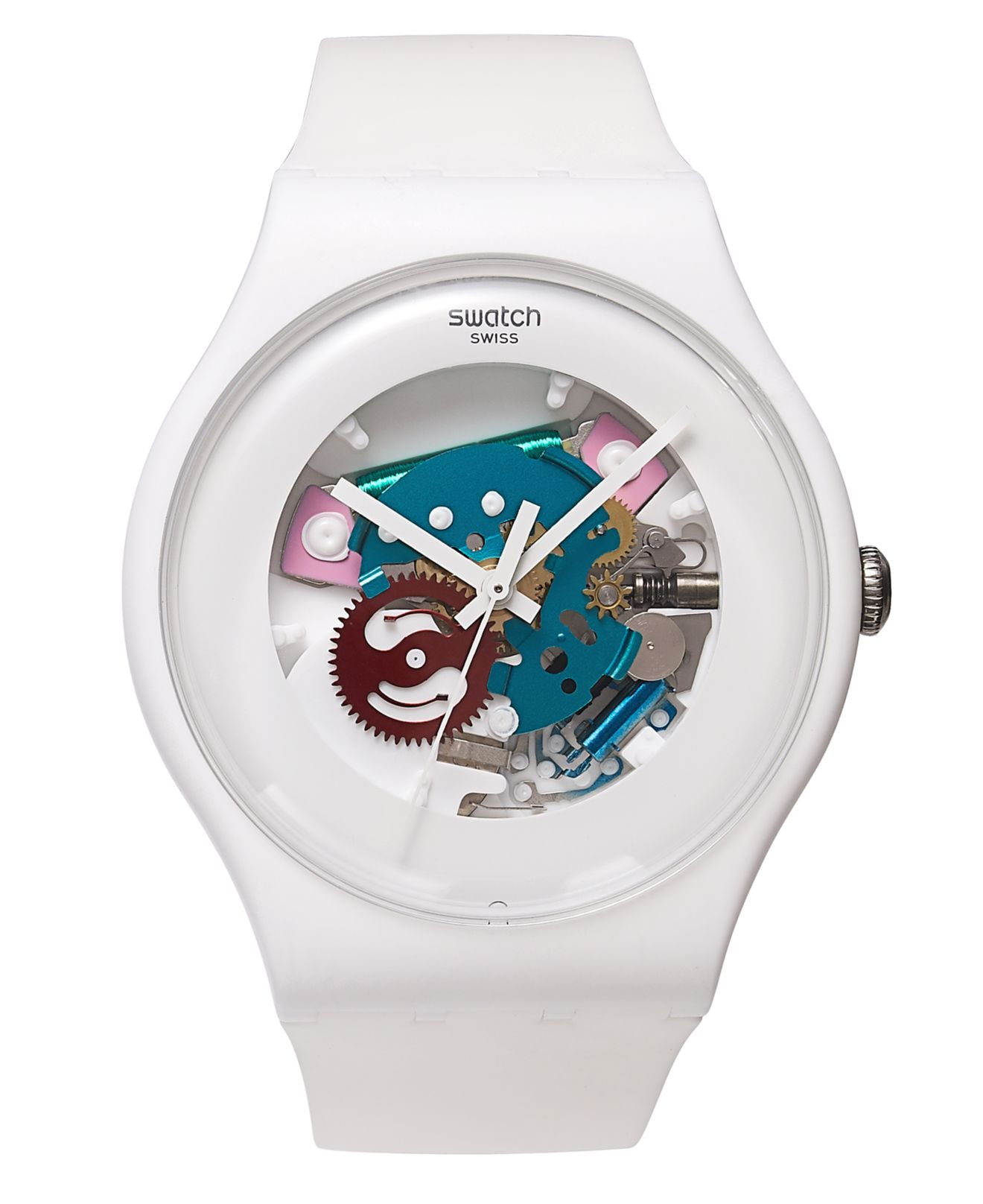 Lyst - Swatch Unisex Swiss White Lacquered White Silicone Strap 41mm ...