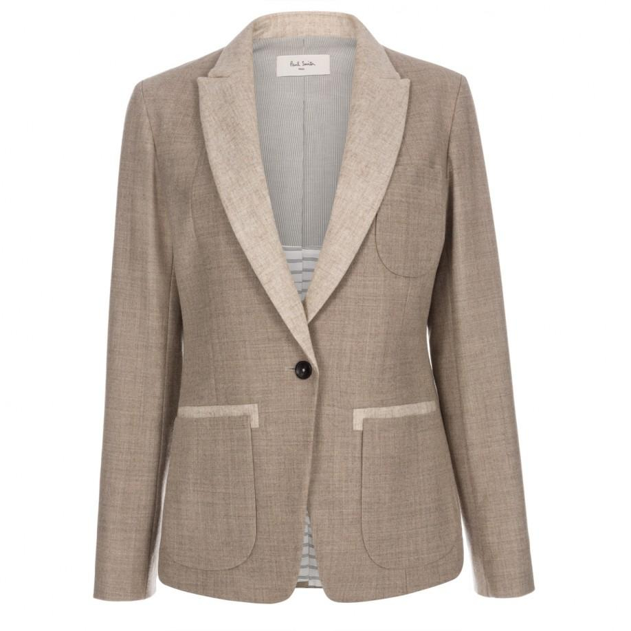 Lyst - Paul Smith Women's Taupe And Natural Wool-flannel Blazer in Brown