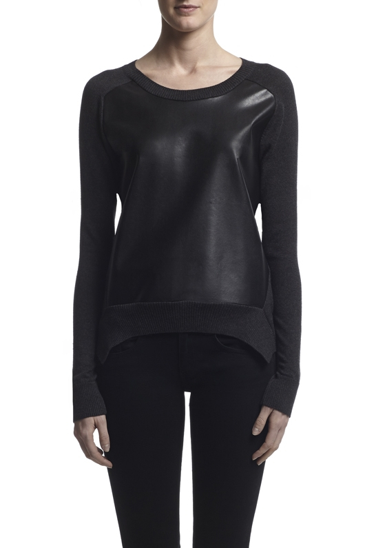 Lyst Bailey 44 Faux Leather Sweater in Black
