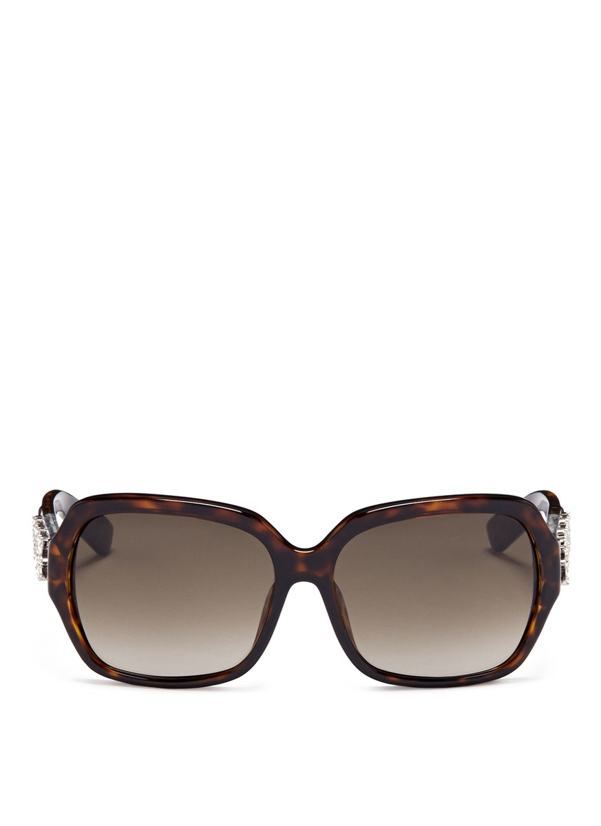 Lyst Dior Crystal Embellished Tortoiseshell Sunglasses