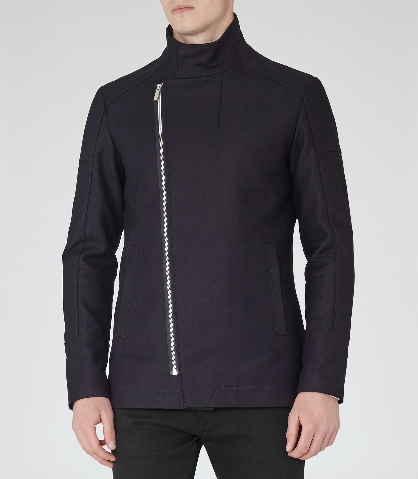Reiss Odin Funnel Collar Coat in Blue for Men Lyst
