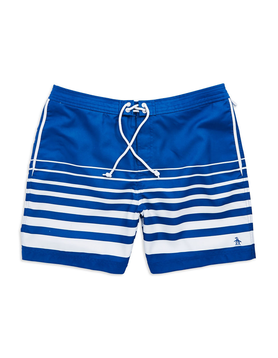 Original Penguin Engineered Striped Volley Swim Shorts in Blue for Men ...