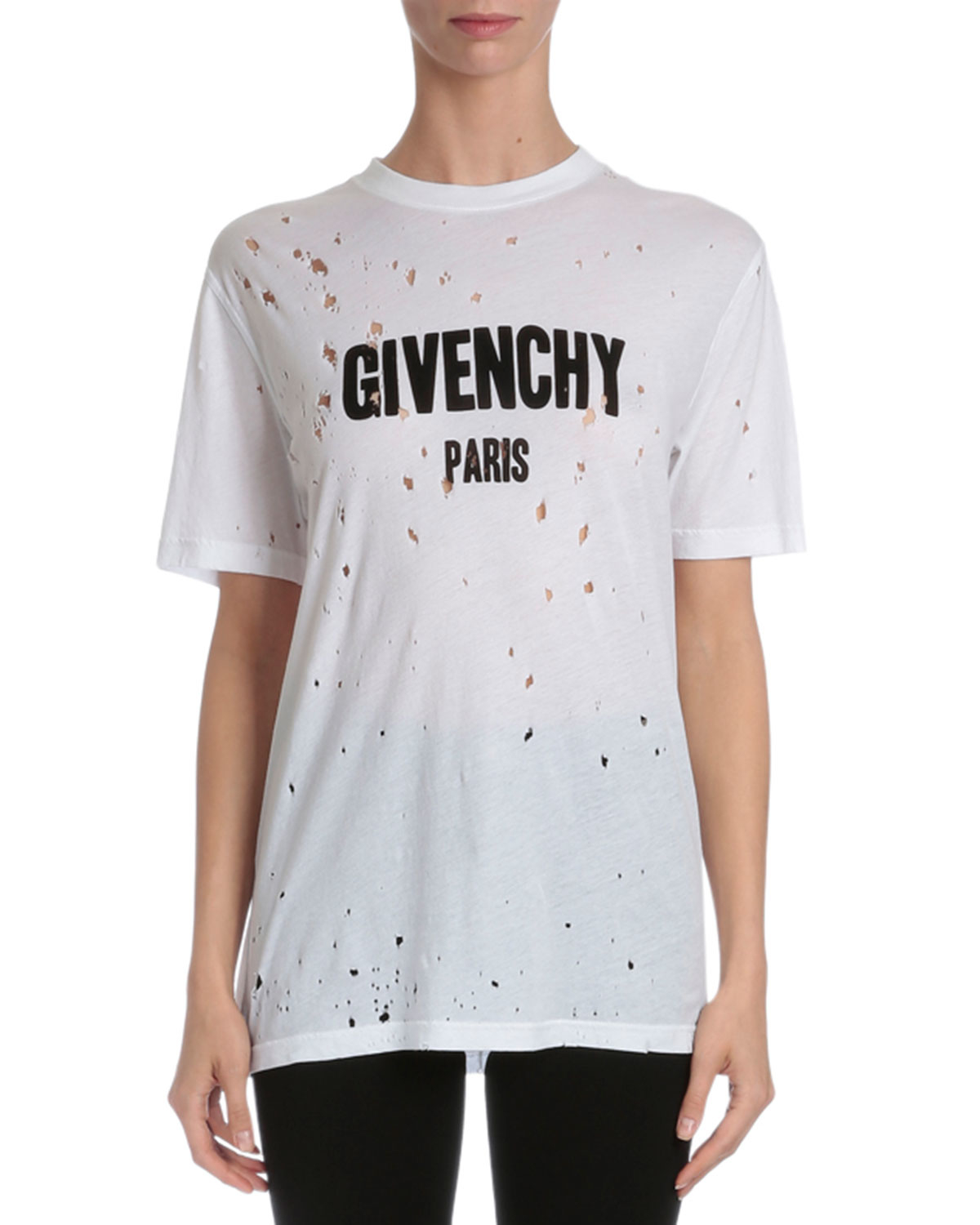 Givenchy Cotton Distressed Logo T-shirt in White