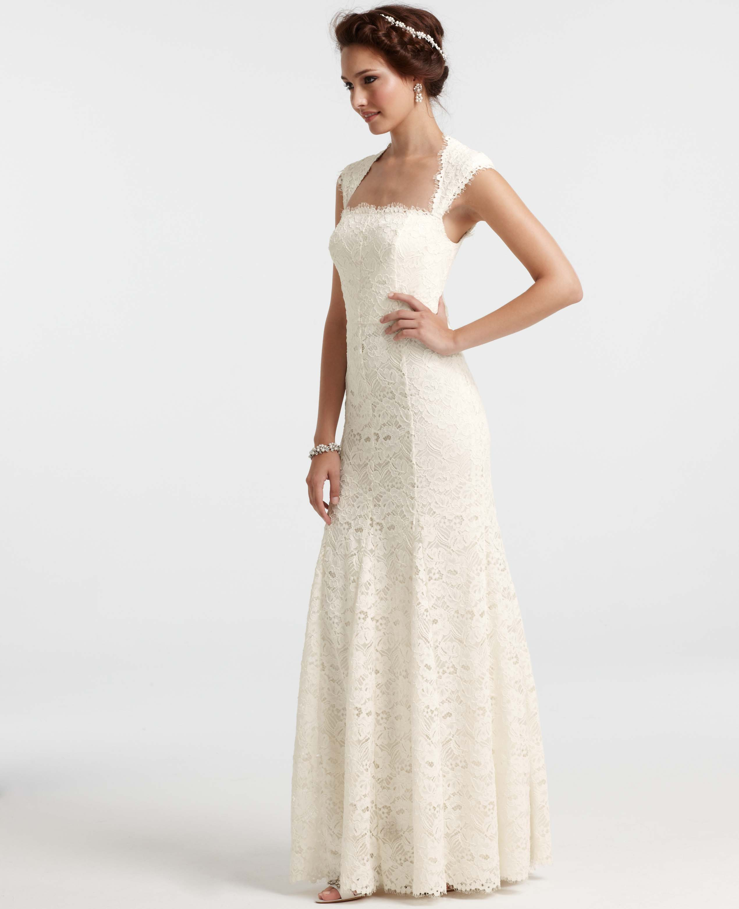 Lyst Ann Taylor Pee Isabella Lace Wedding Dress In White Gallery