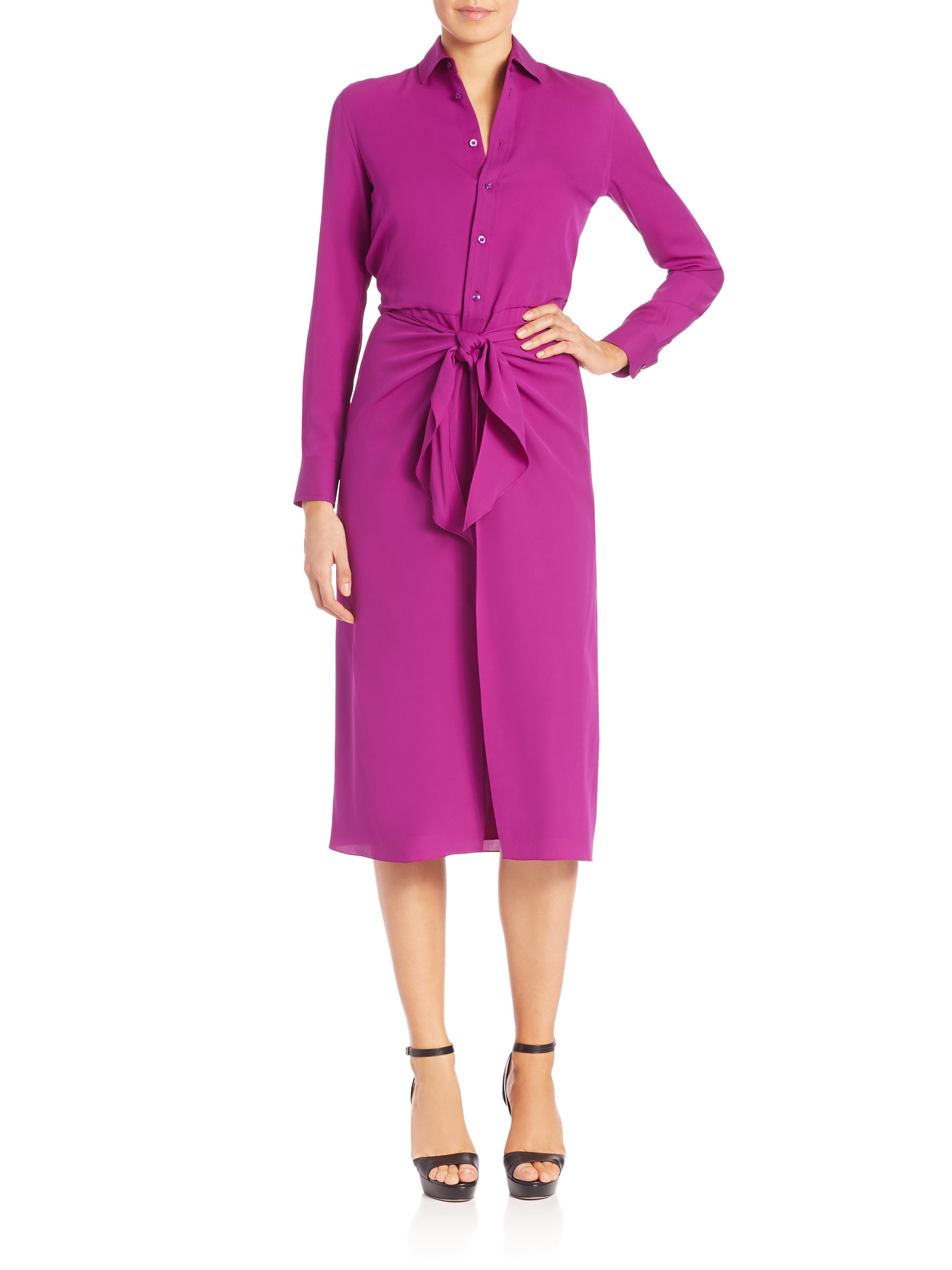 Lyst - Ralph Lauren Collection Alaina Silk Shirtdress in Purple