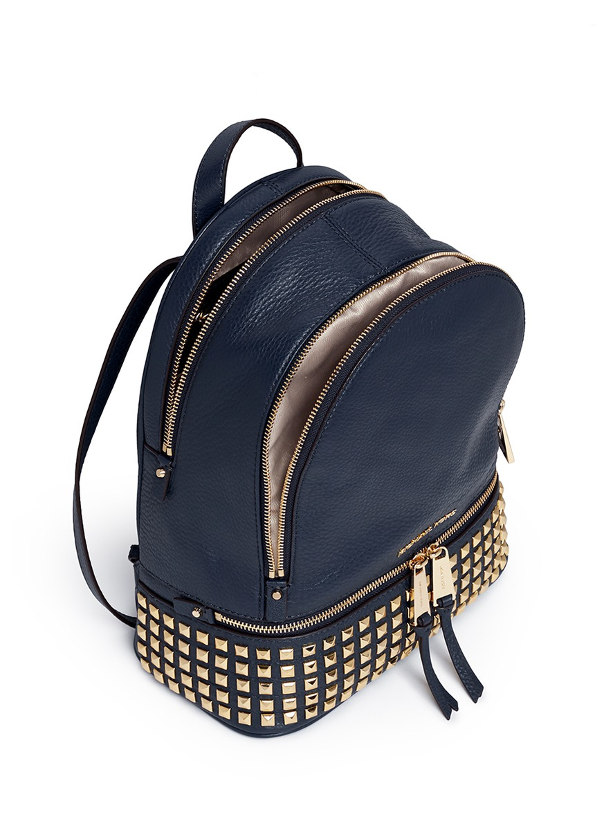 Lyst - Michael Kors 'rhea' Small Stud Leather Backpack in Blue