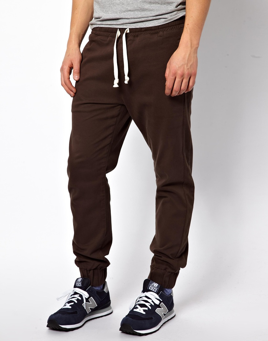 ASOS Heavyweight Cuffed Sweatpants in Brown for Men - Lyst