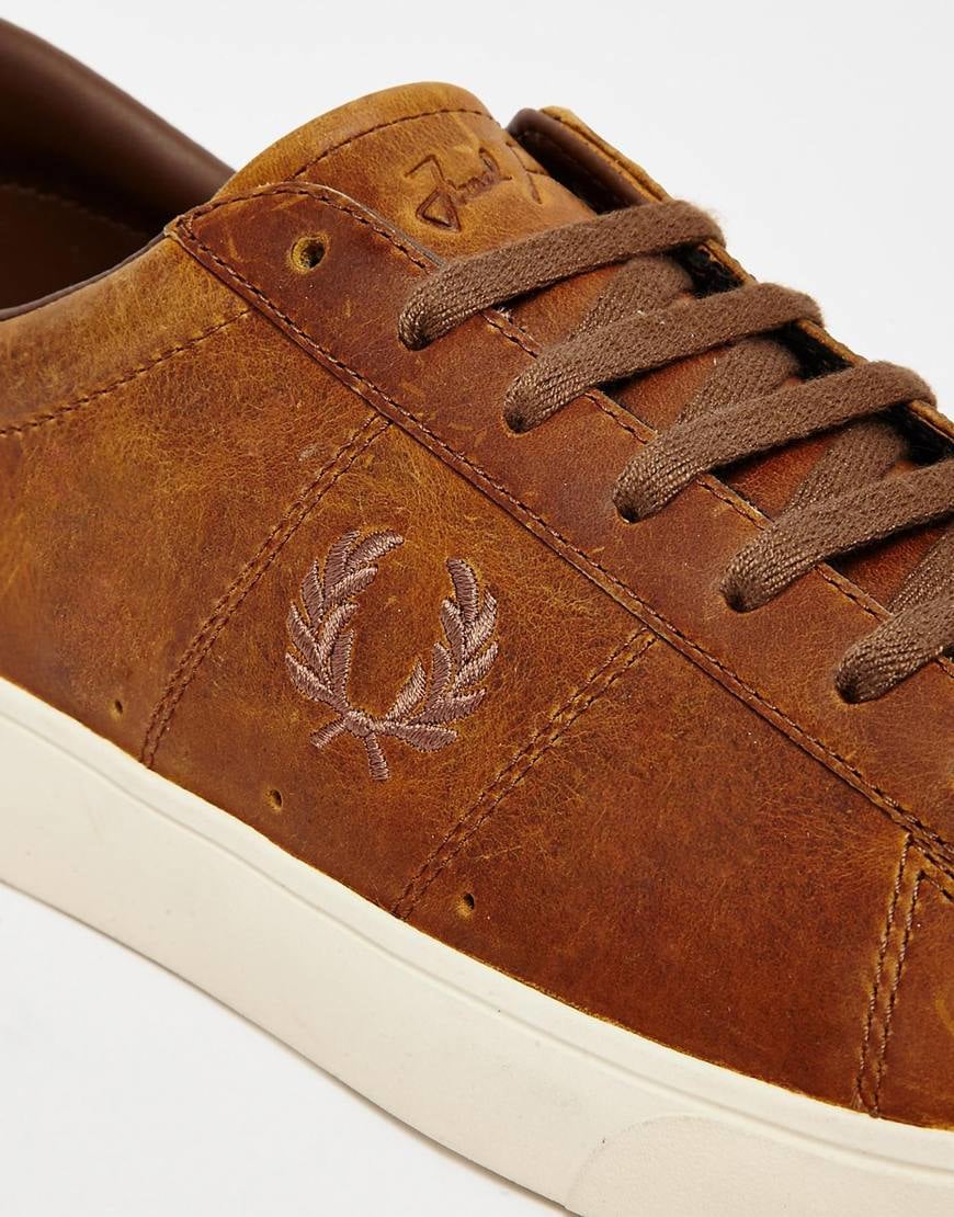 Lyst - Fred Perry Spencer Waxed Leather Trainers in Brown for Men