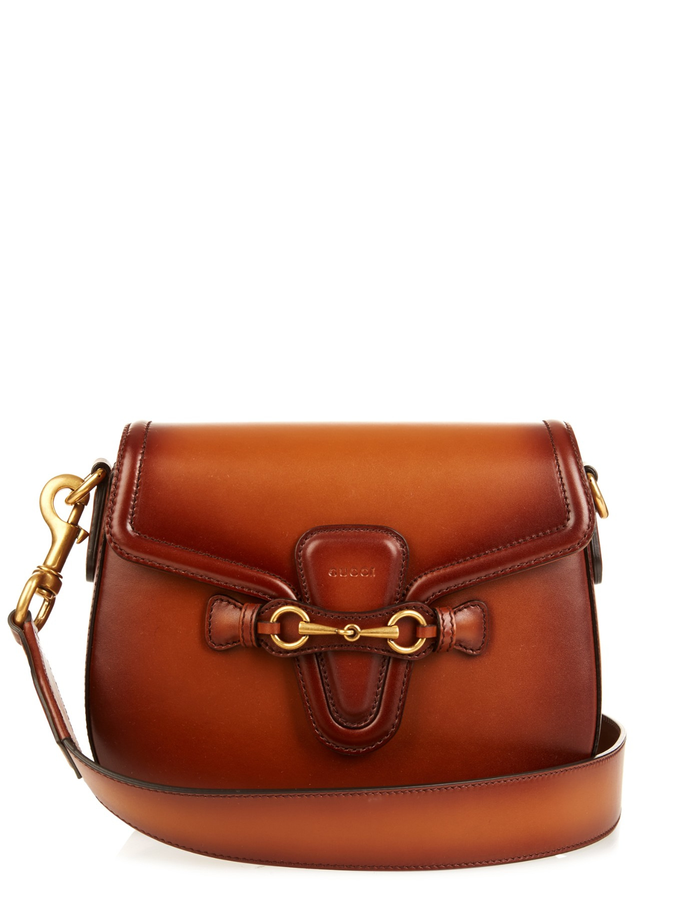 Lyst - Gucci Lady Web Medium Leather Shoulder Bag in Brown