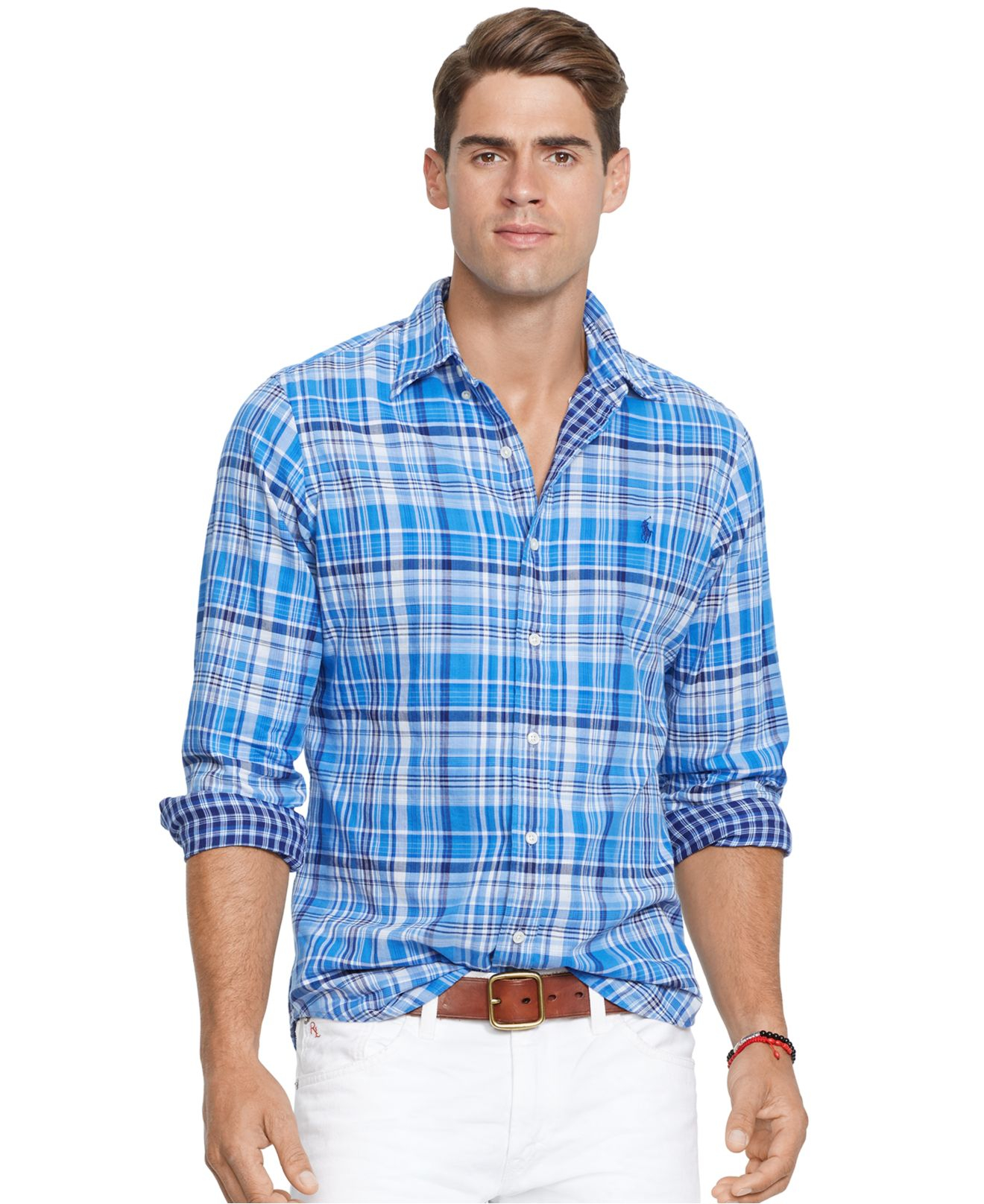 Lyst - Polo Ralph Lauren Double-Faced Plaid Oxford Shirt in Blue for Men