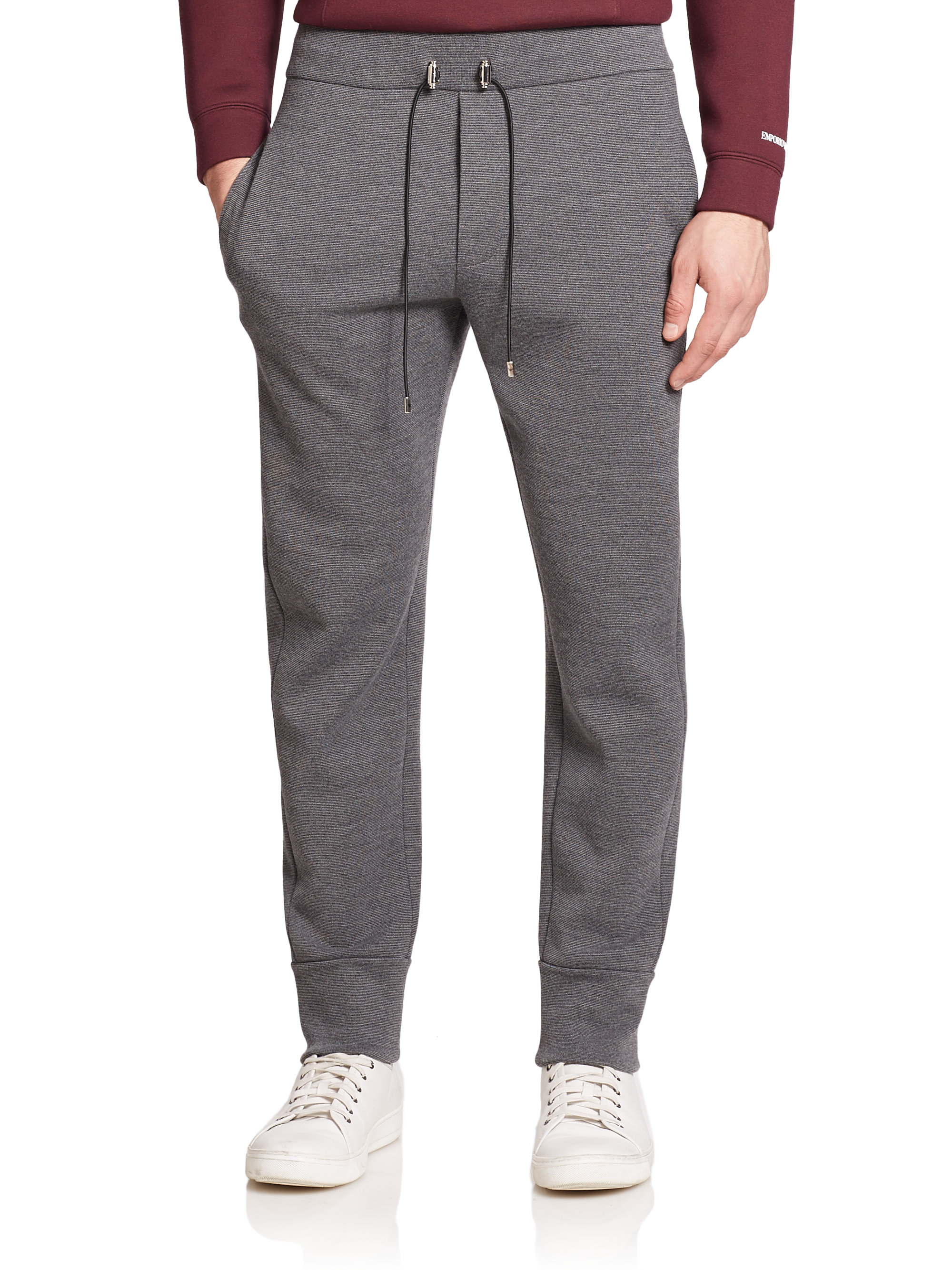 Emporio armani Wool-blend Jogger Pants in Gray for Men | Lyst
