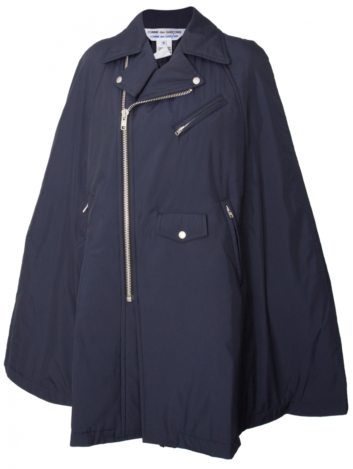 Comme des garçons Quilted Zipped Biker Cape Jacket Navy in Blue (navy ...