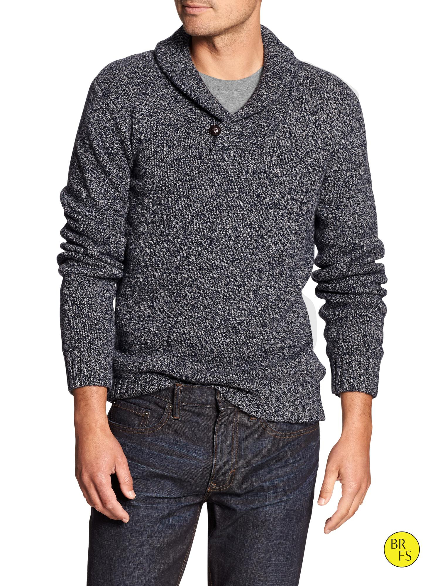 Banana republic Factory Marled Shawl-Collar Sweater in Blue for Men ...