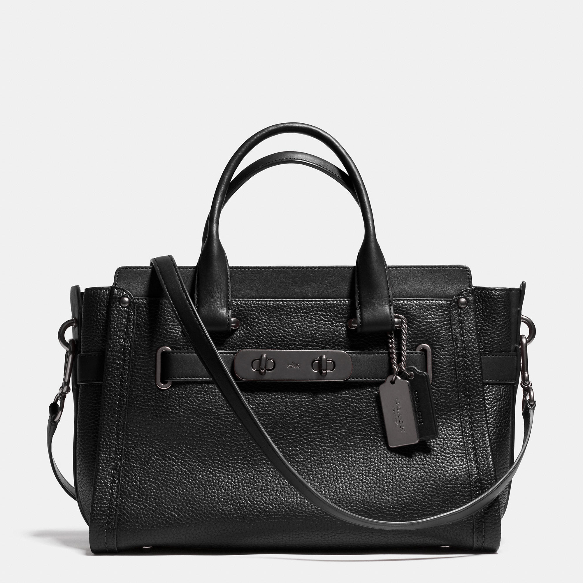 Coach Swagger Carryall In Nubuck Pebble Leather in Black