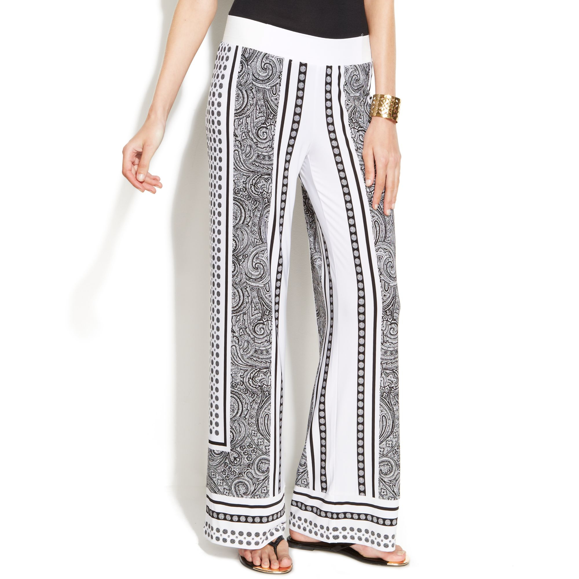Inc International Concepts Printed Wide Leg Soft Pants in White | Lyst