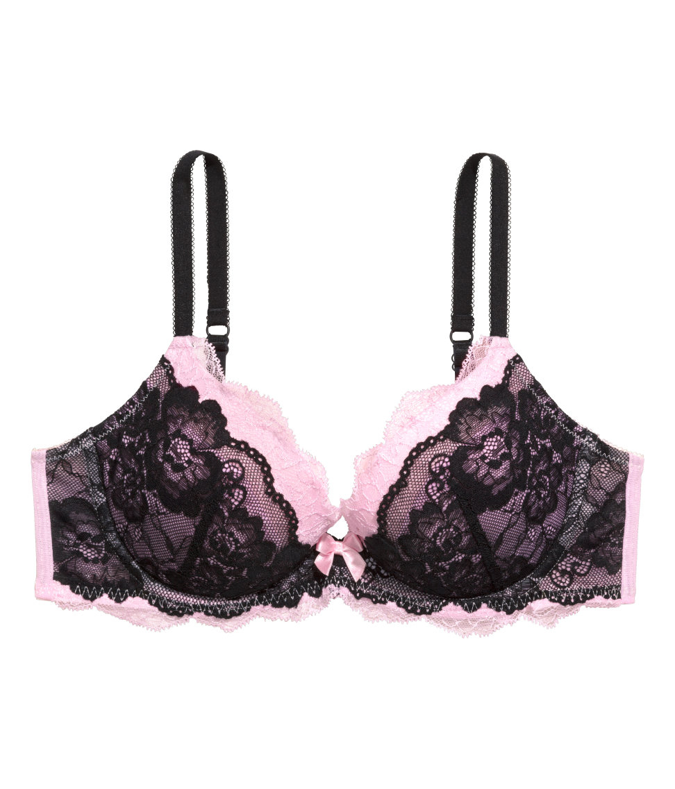 Lyst Handm Lace Push Up Bra In Pink