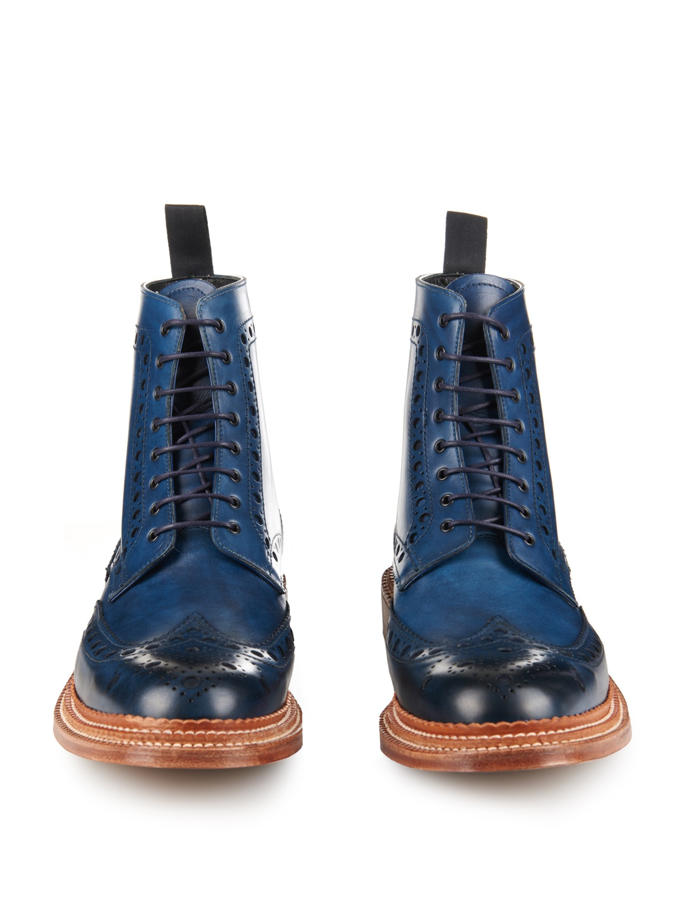 Lyst - Foot The Coacher Fred Leather Brogue Boots in Blue for Men