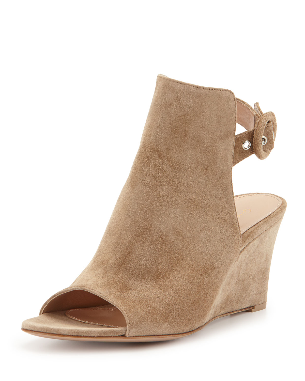 Lyst - Gianvito Rossi Open-toe Slingback Wedge Bootie in Natural
