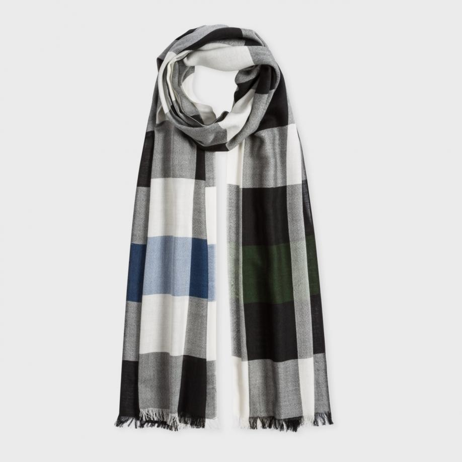 Lyst Paul Smith Men's Black And White Square Check Silkcotton Scarf