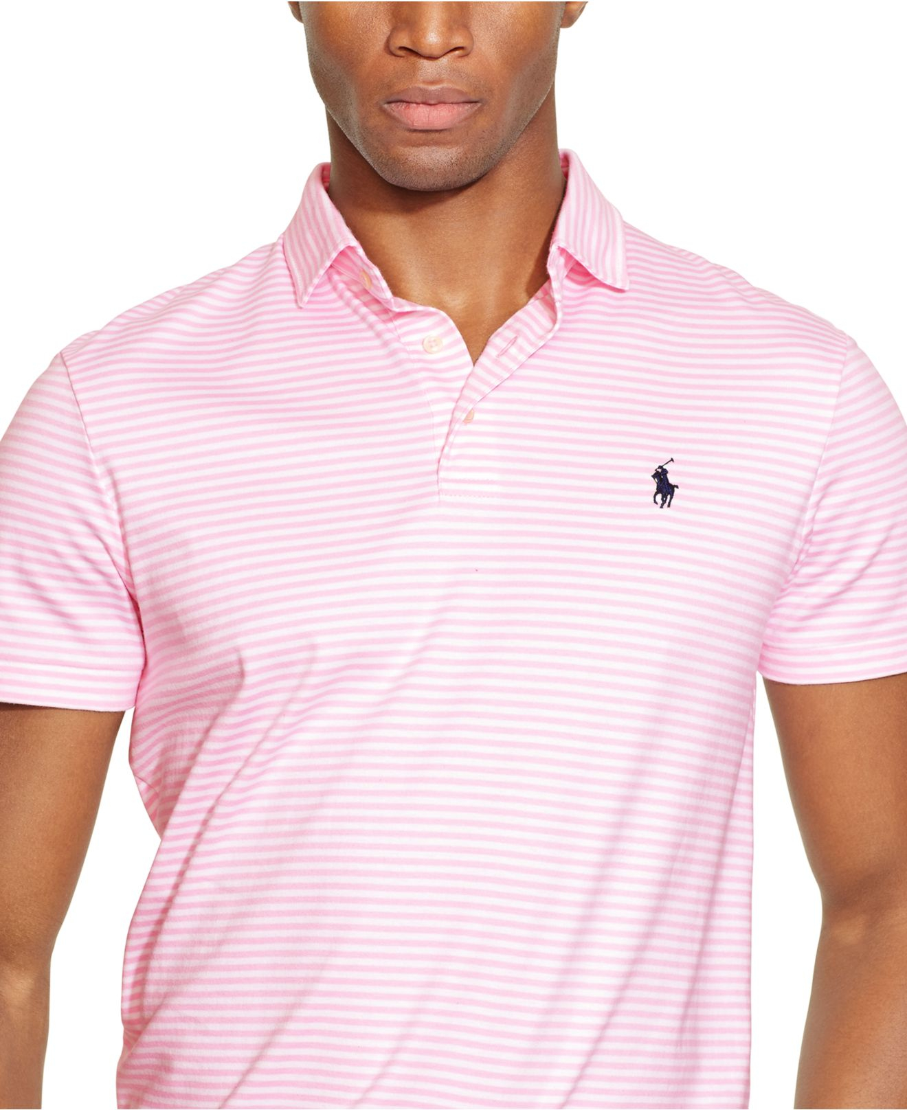 pink and black polo shirt