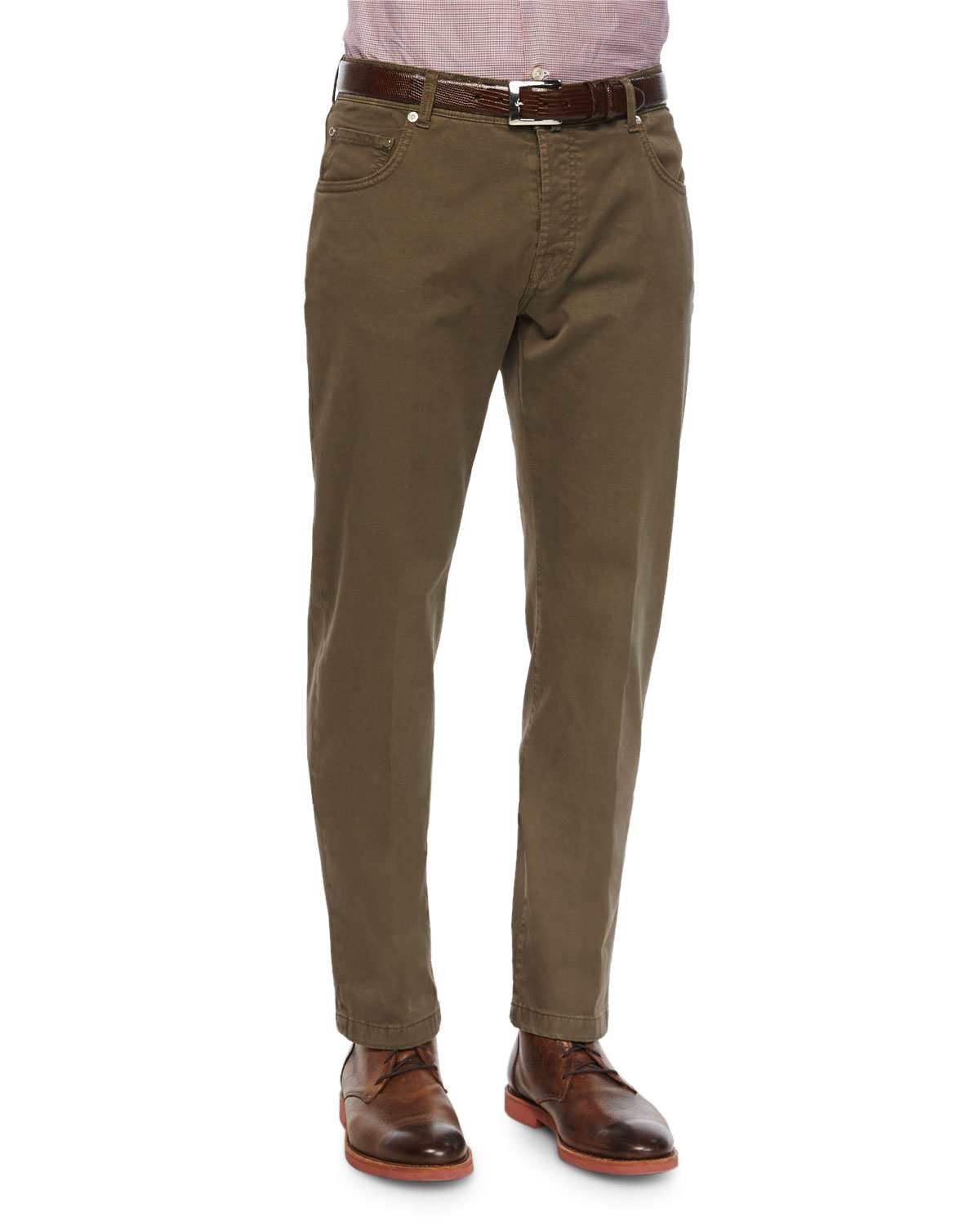 Lyst - Kiton Twill Five-pocket Pants in Green for Men