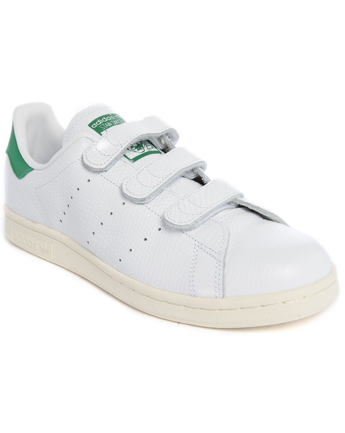 Adidas originals Stan Smith Velcro White Embossed Leather Sneakers in ...