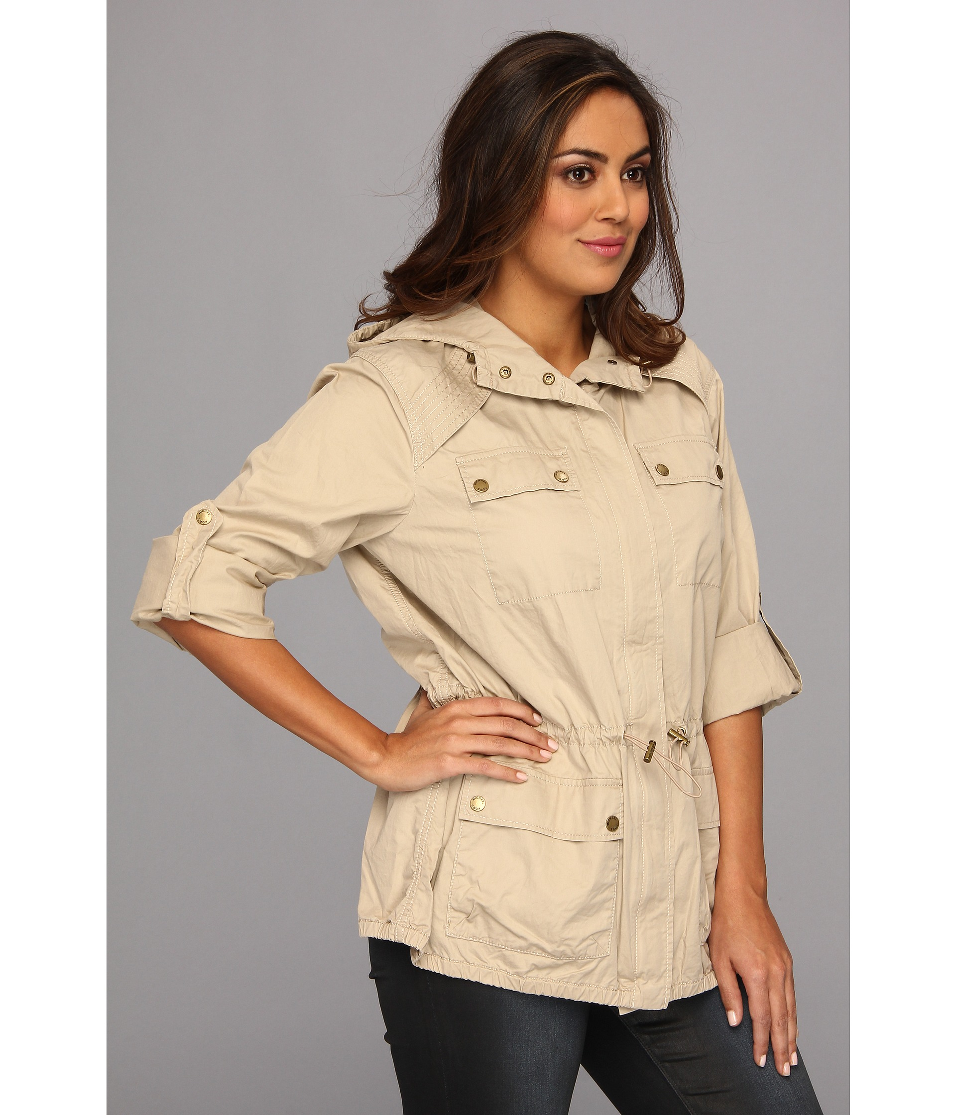 Lyst Michael Michael Kors Plus Size Twill Cinch Waist Anorak Jacket in Natural