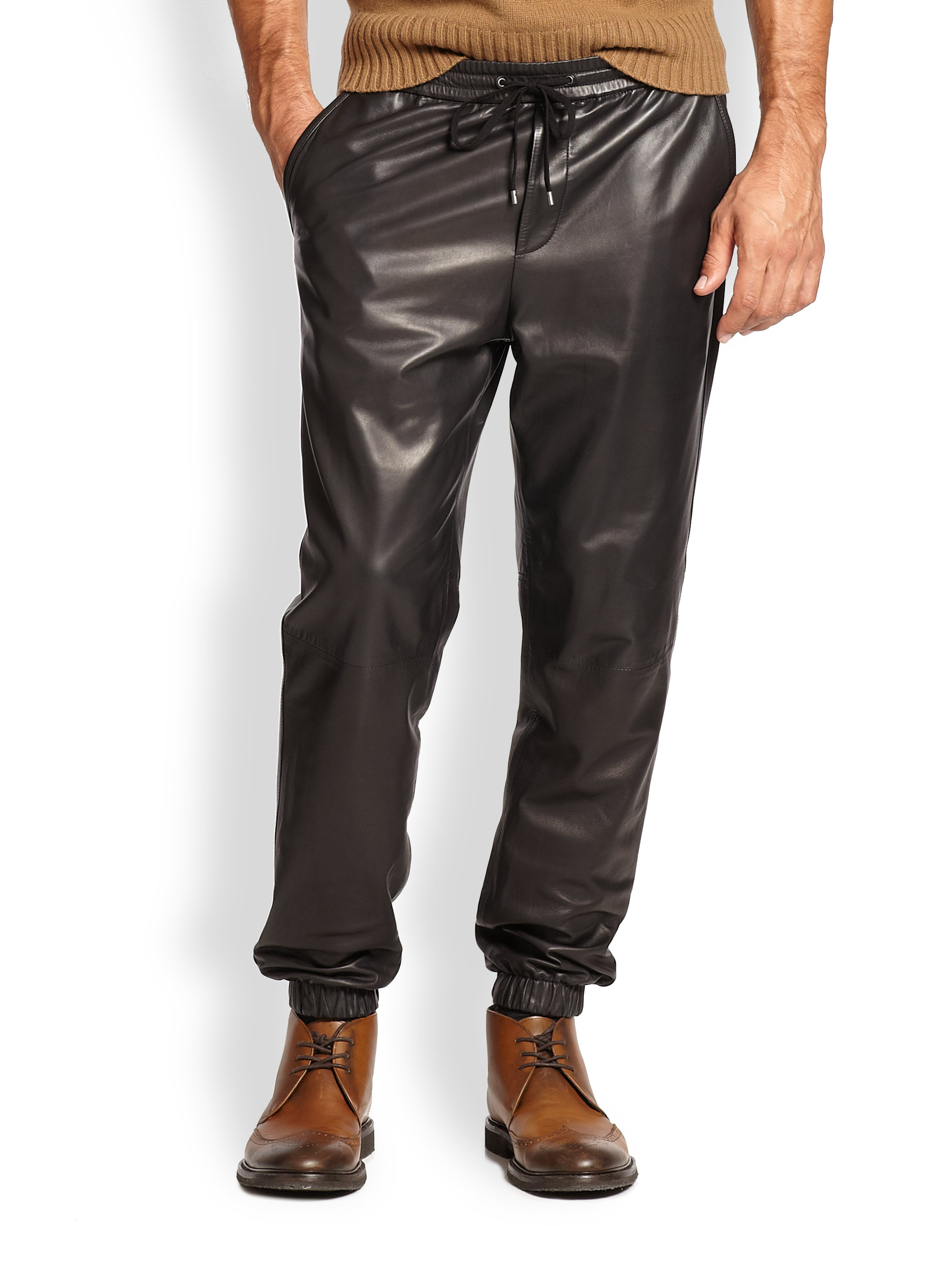Vince Leather Jogger Pants in Black for Men (No Color) | Lyst