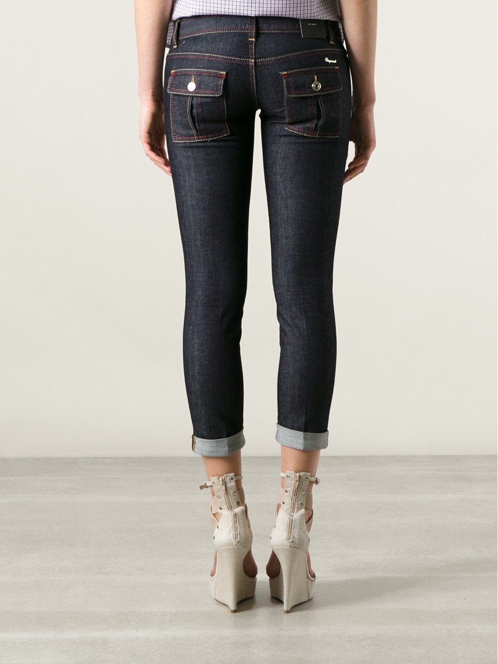 dark blue cropped jeans